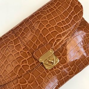 Statement envelope crocodile pattern clutch